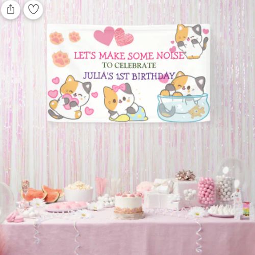 Cat themed birthday party  Banner